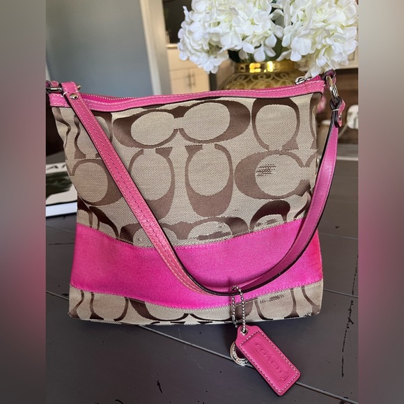 Coach Stylish Pink and Brown Women's Bag - Picture 1 of 13